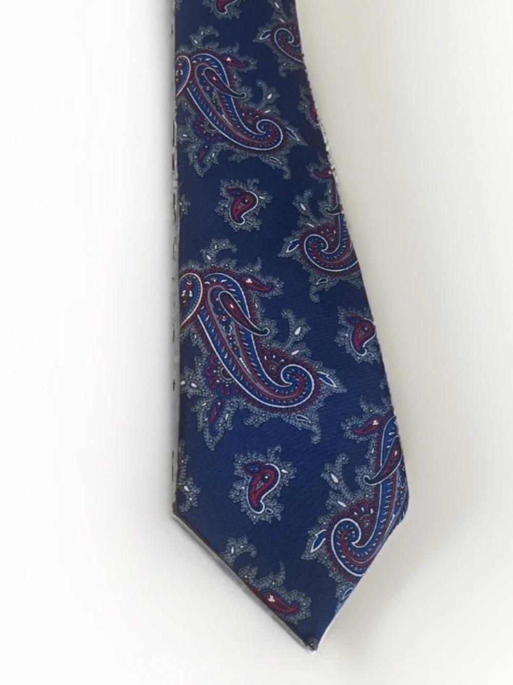 Vintage Christian Dior Italian Silk Tie Blue red Paisley Necktie